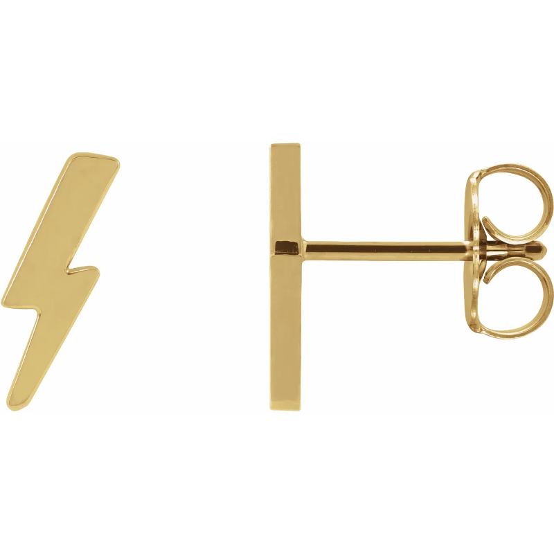 Solid 14K Yellow Gold Lightning Bolt Earrings Fun Edgy Design for Men and  Women | eBay