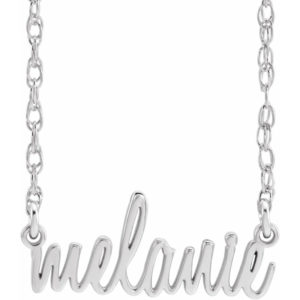 Sterling Silver Script Nameplate Necklace