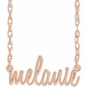 14K Gold Script Nameplate Necklace