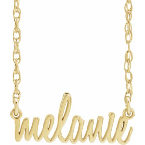 10K Gold Script Nameplate Necklace