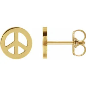 14K Peace Sign Earrings